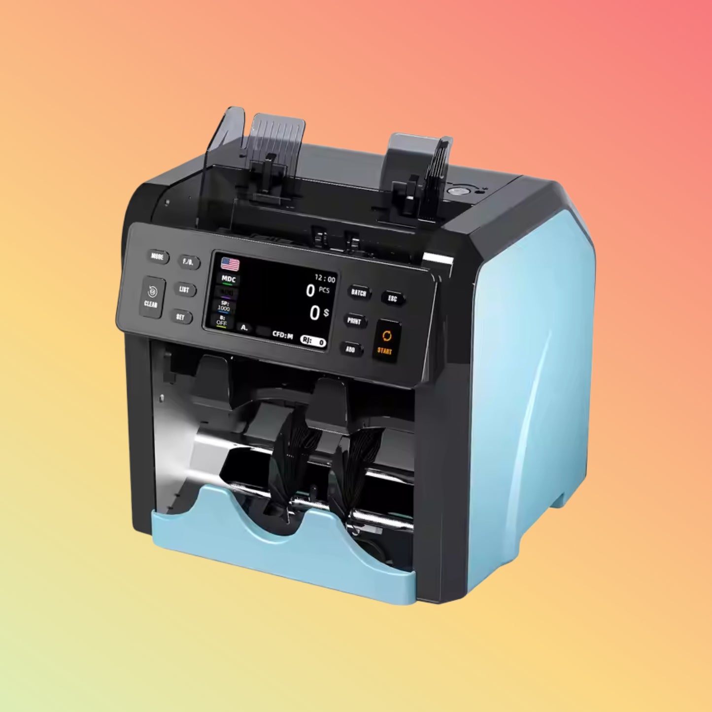 UN-220A Portable Mixed Value Money Counting Machine 1500 Speed Multi-Currency 2 CIS Touch Screen Money Sorting Bill Counters