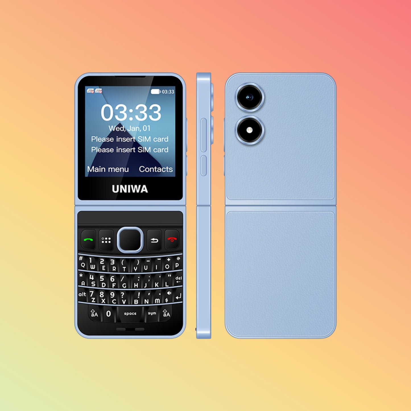 UNIWA Pocket 2 4G Fashion U-Shape Hinge Folding Keypad Phone with Cloudmosa Service