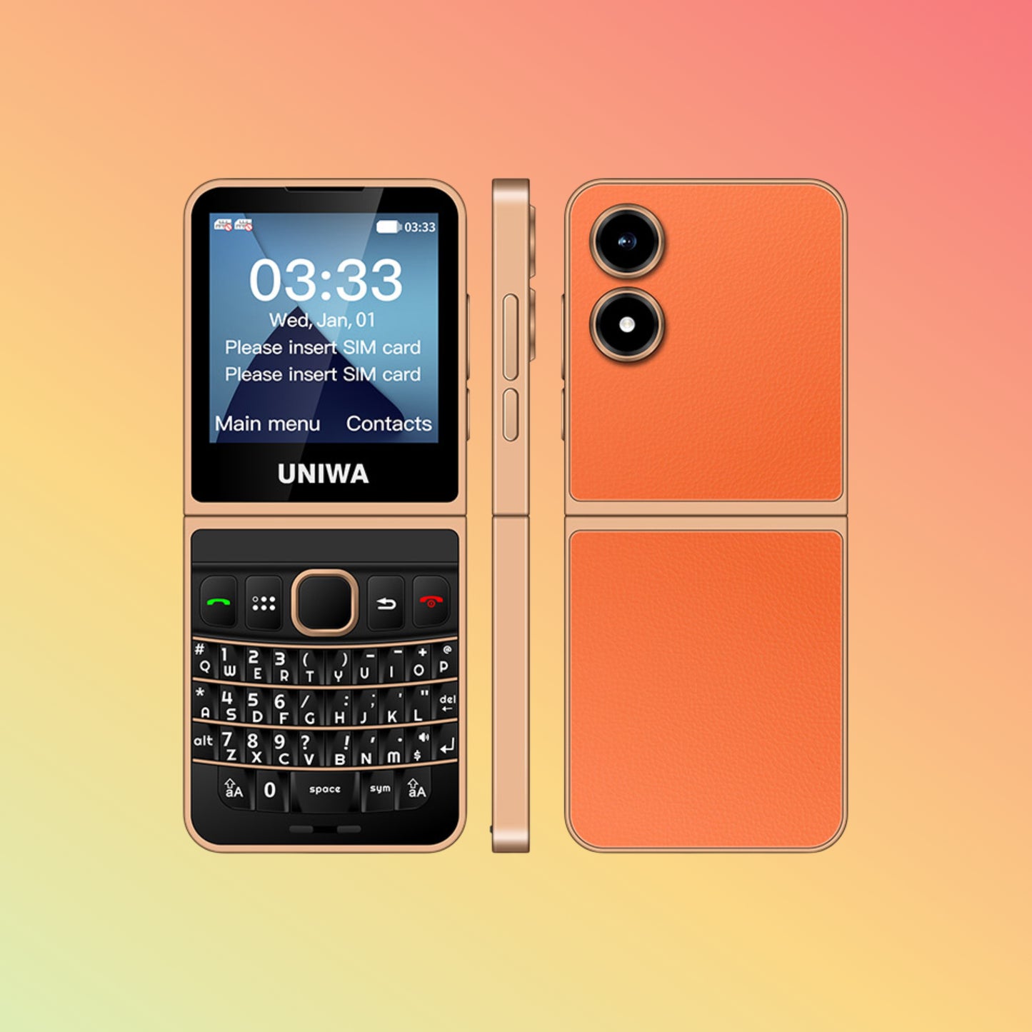 UNIWA Pocket 2 4G Fashion U-Shape Hinge Folding Keypad Phone with Cloudmosa Service