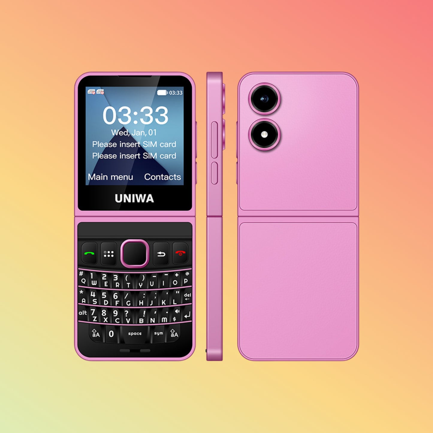 UNIWA Pocket 2 4G Fashion U-Shape Hinge Folding Keypad Phone with Cloudmosa Service