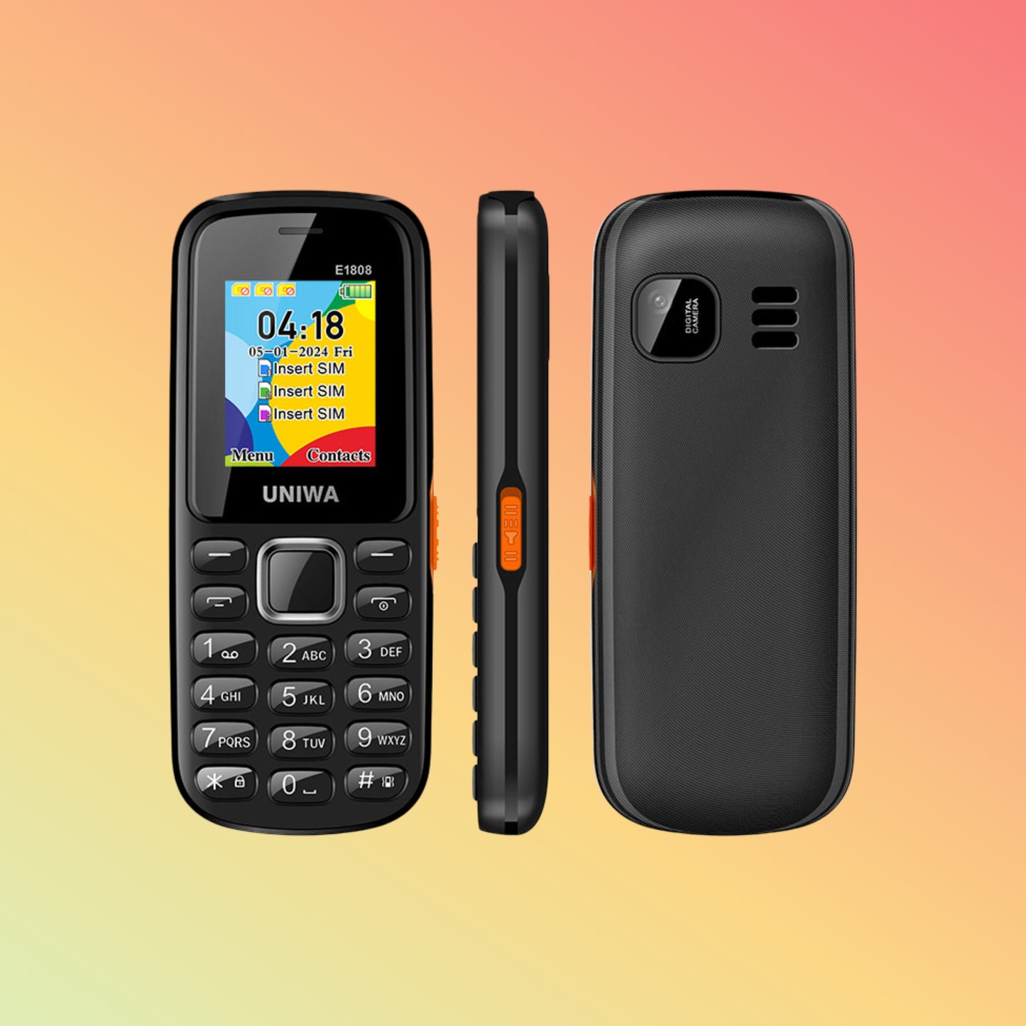 UNIWA E1808 GSM Keypad Design Triple Standby 3 SIM Card Mobile Phone