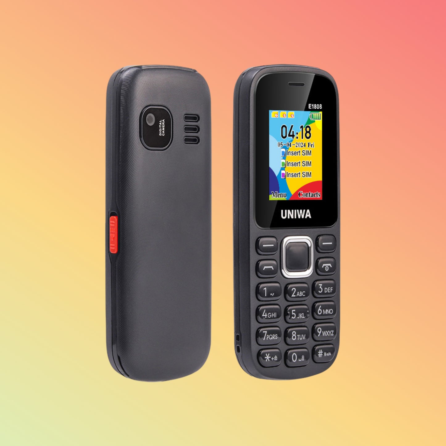 UNIWA E1808 GSM Keypad Design Triple Standby 3 SIM Card Mobile Phone