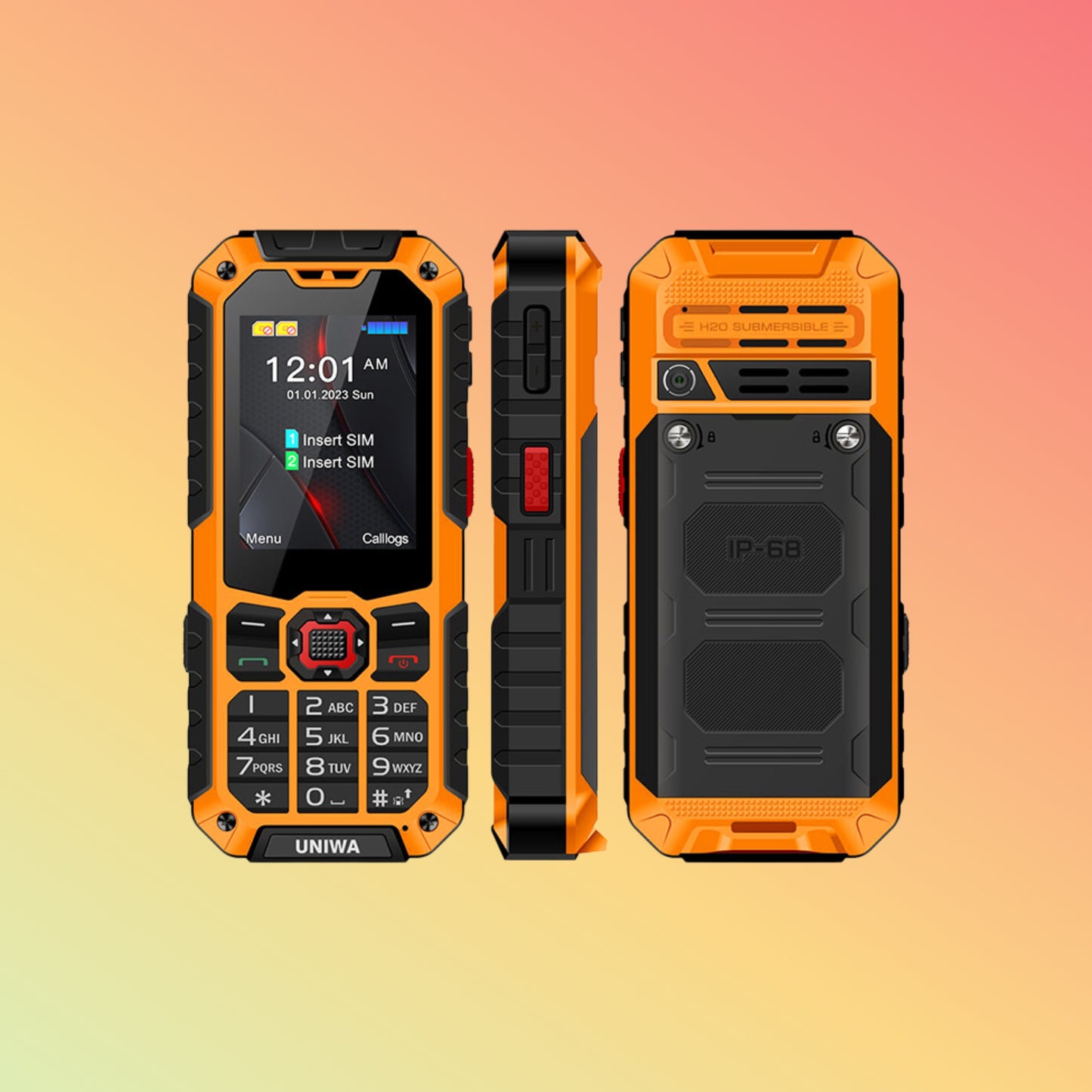 UNIWA S9 2.4 Inch IP68 Waterproof Torch Cell Phone 4G Feature Rugged Phone