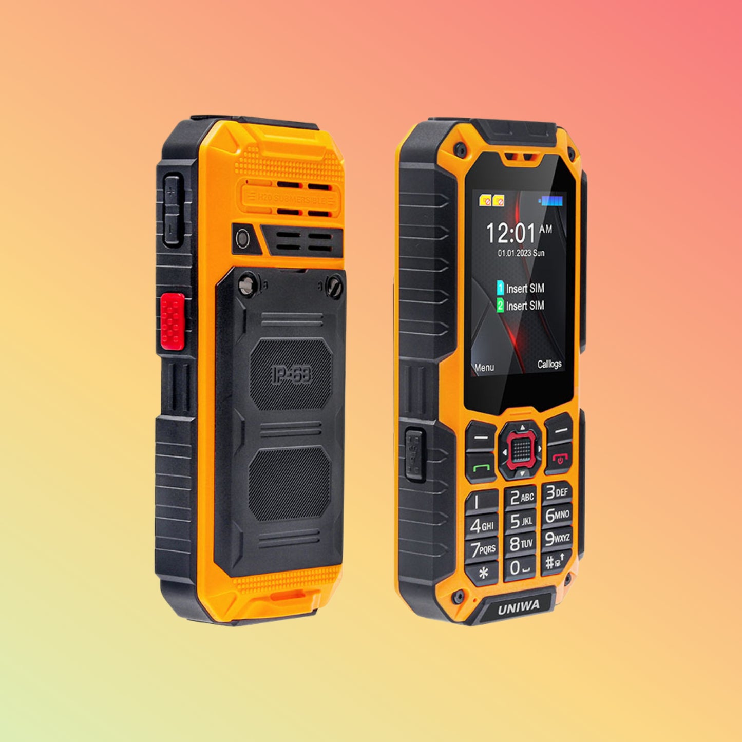 UNIWA S9 2.4 Inch IP68 Waterproof Torch Cell Phone 4G Feature Rugged Phone