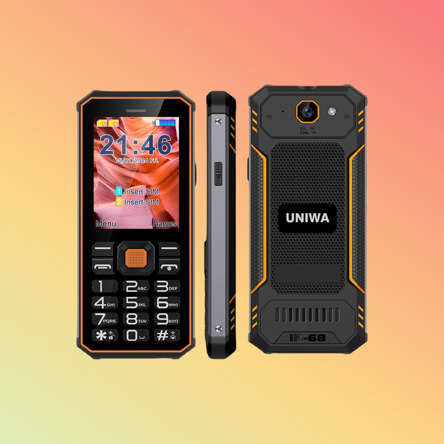 UNIWA S2 2.4 Inch Dual SIM IP68 Rugged Waterproof Keypad Mobile Phone with Long Standby