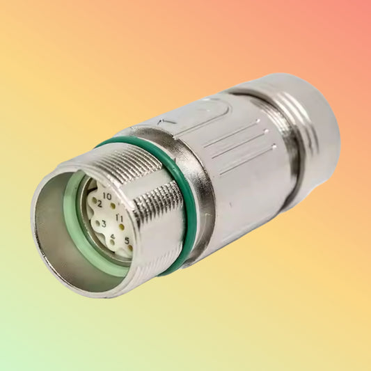Yaomatec IP67 M23 12-Pin Industrial Wireable Female Screw Plug