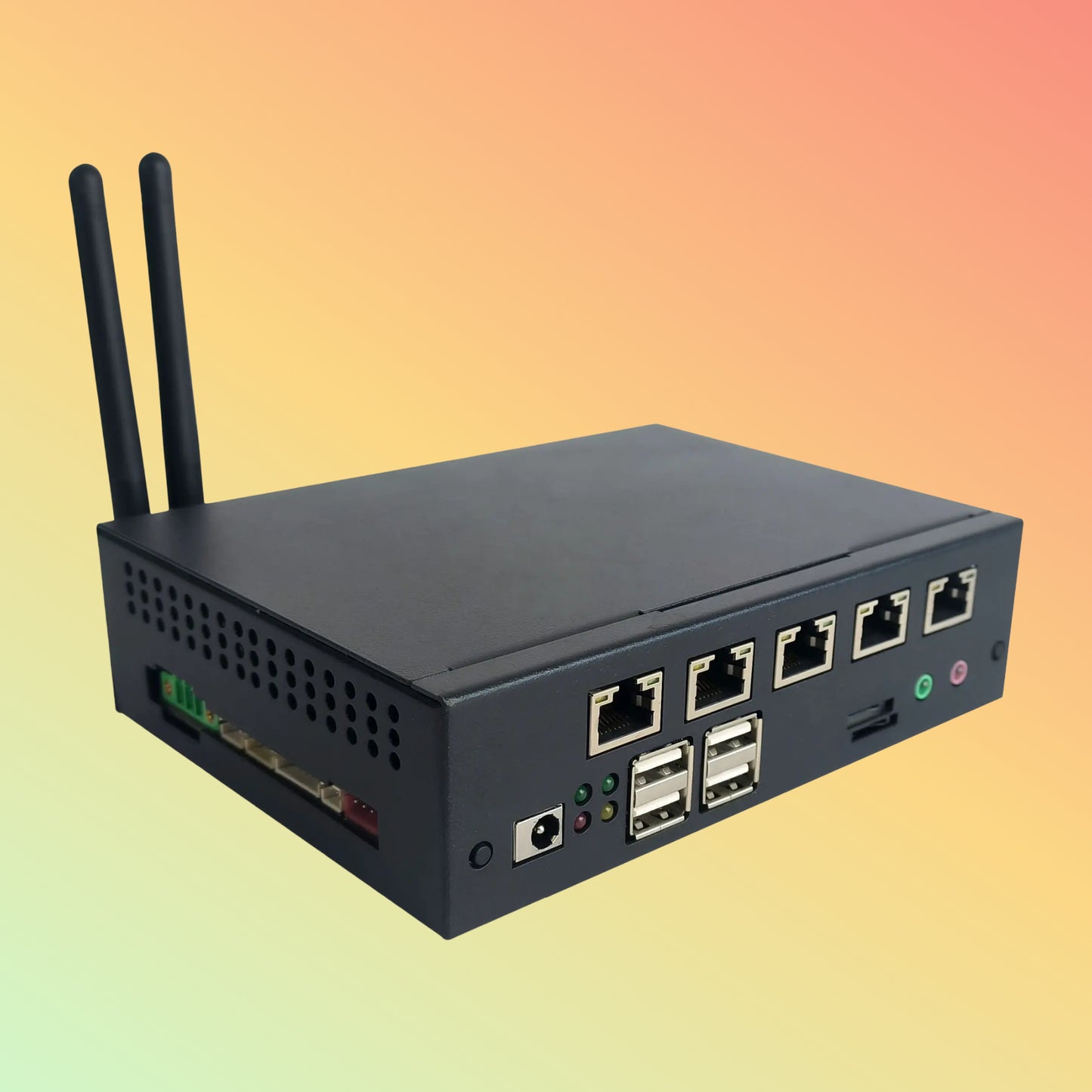 DEWOD BOX-E801S RK3399 Mini PC – 5 LAN Ports & 4G Routing