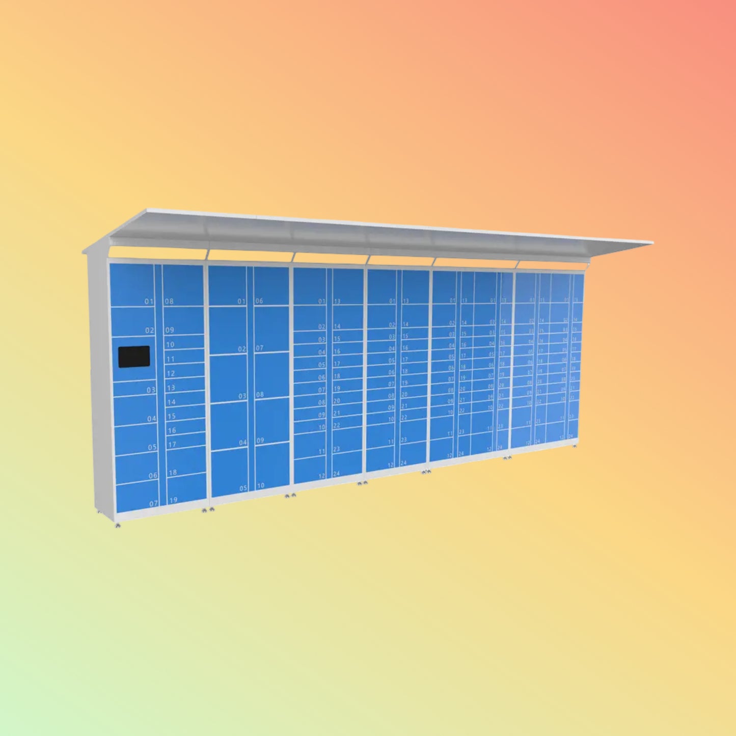 DEWOD Outdoor Express Locker, 19+24 Doors, Pickup Cabinet, 10.1" Screen