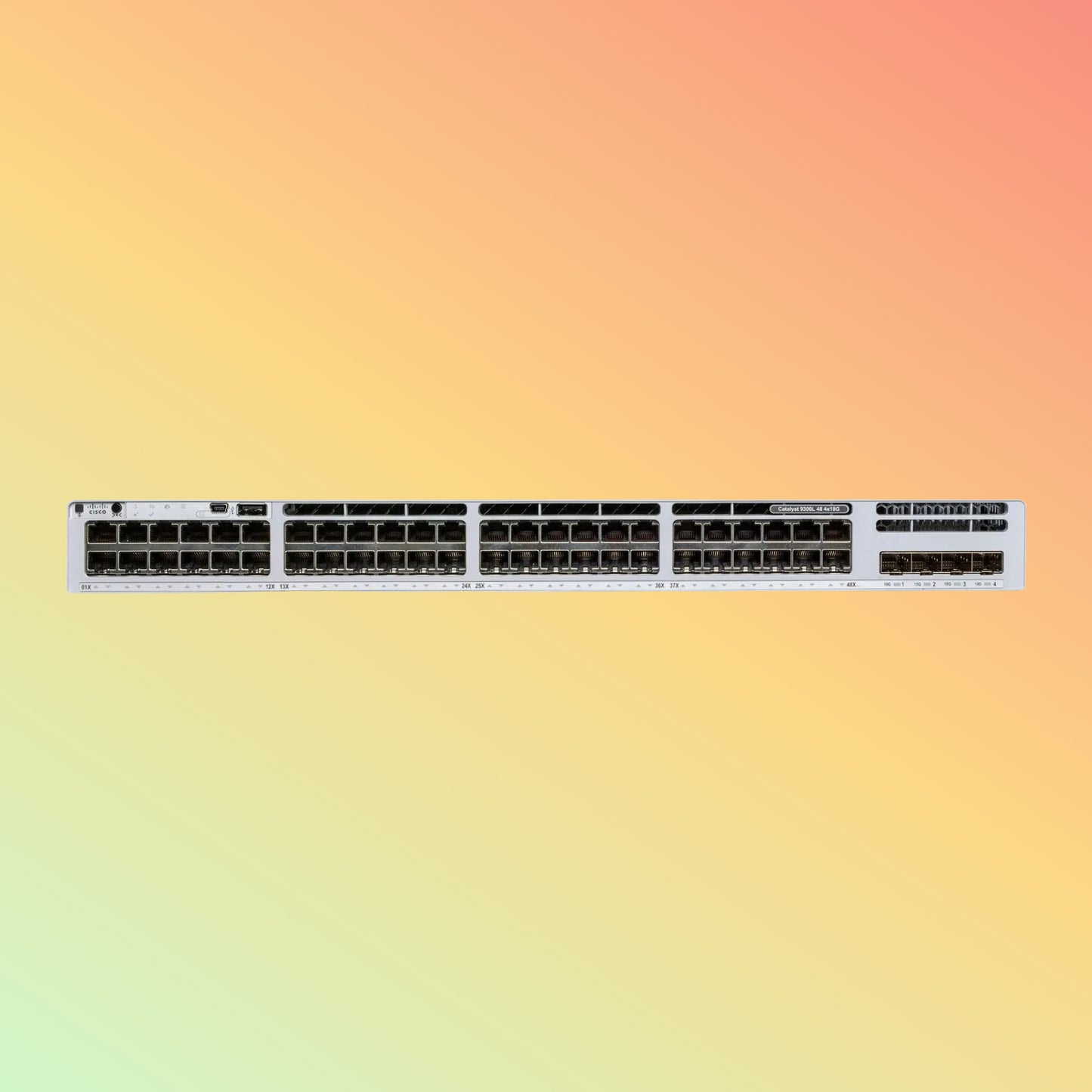 Cisco Catalyst C9300L – 104Gbps, 77.38Mpps, 505W PoE, 48 RJ45, 4 SFP, Network Essentials
