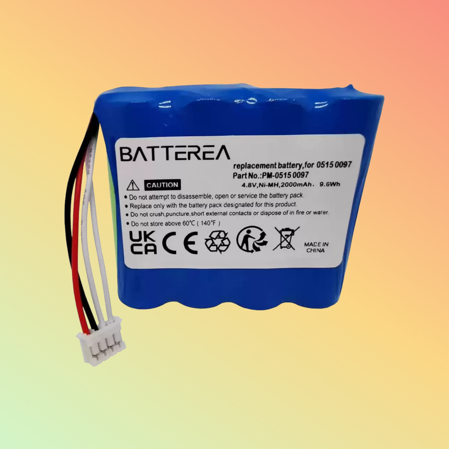 Batterea 4.8V 2000mAh Gas analyzer replacment battery for Testo 350 Control 454 control, replaces 0515 0097, Ni-MH battery