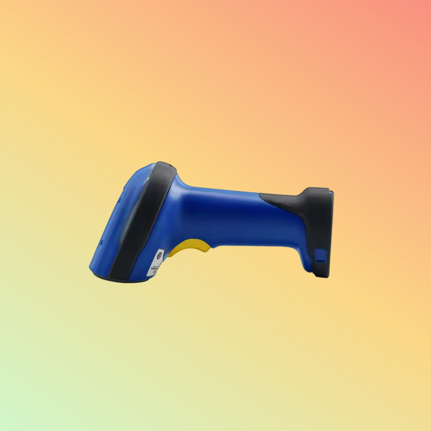 Blue barcode scanner on a gradient background