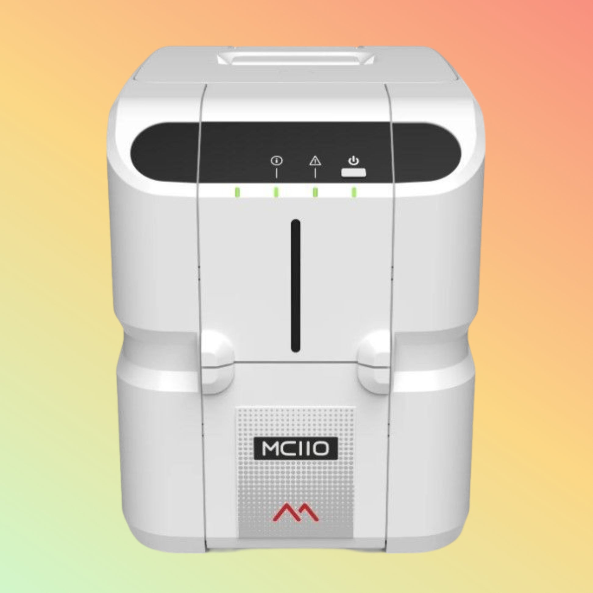 alt="Matica MC110 dual-side ID card printer in operation"