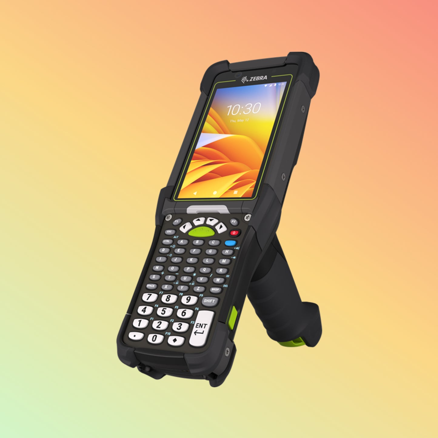 alt="Zebra MC9450/MC9400 barcode scanner in use, highlighting efficiency in retail inventory management."