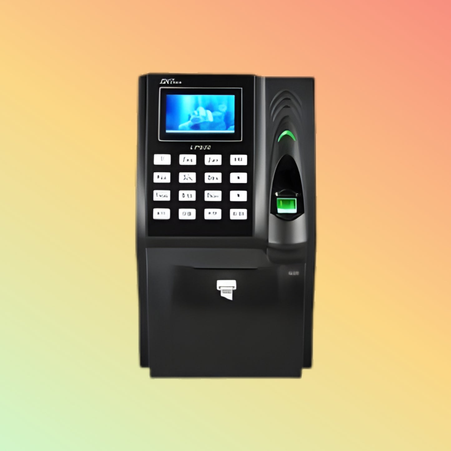 alt="ZKTeco LP-600 fingerprint time attendance terminal with touchscreen"