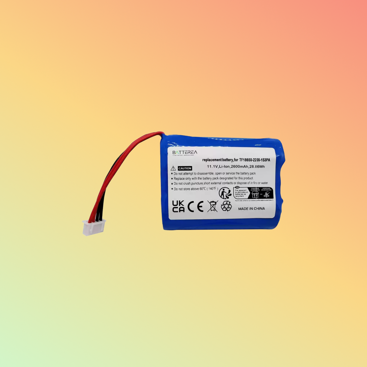 Batterea battery replacement for Marshall Kilburn, replaces TF18650-2200-1S4PA,14.4V 2600mAh, Li-ion