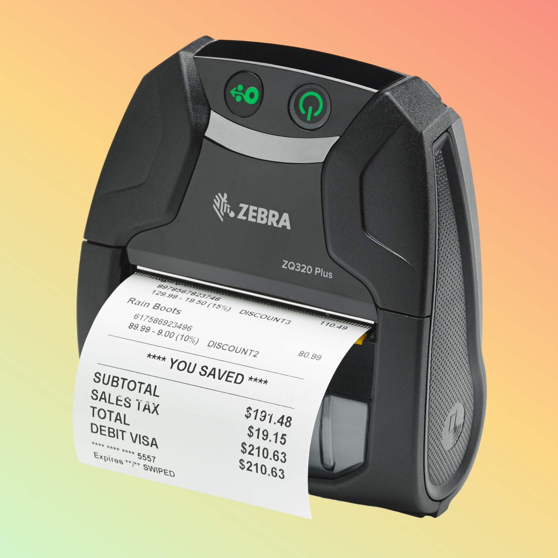 alt="Zebra ZQ300 Plus Series Bluetooth mobile printer for quick transaction processing"