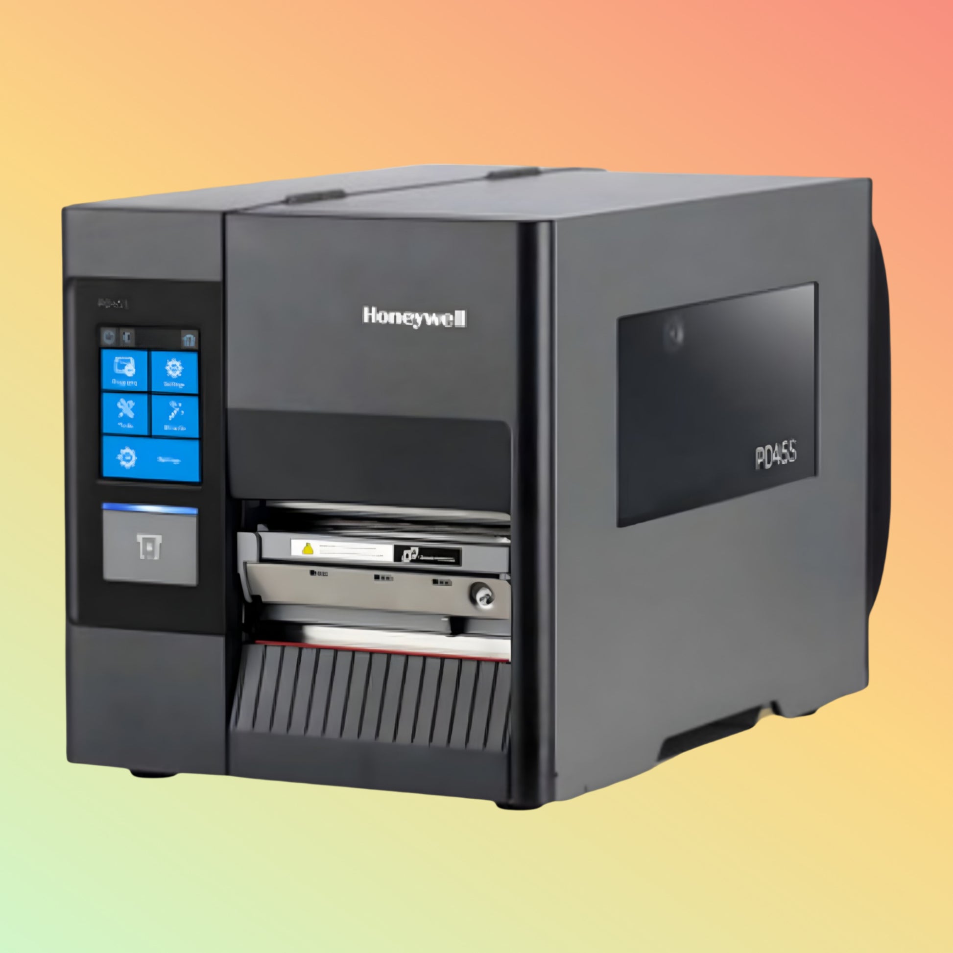 alt="Honeywell PD45 industrial barcode label printer PD4500C0010000200, designed for high-speed label printing with robust construction for industrial environments."