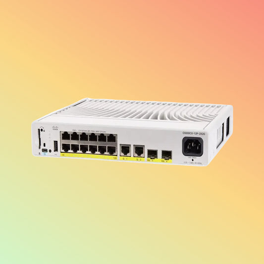 CISCO Catalyst C9200CX Switch - 68 Gbps Switching Capacity, Throughput up to 50.59 Mpps, 240W PoE Capability, 12 x RJ45