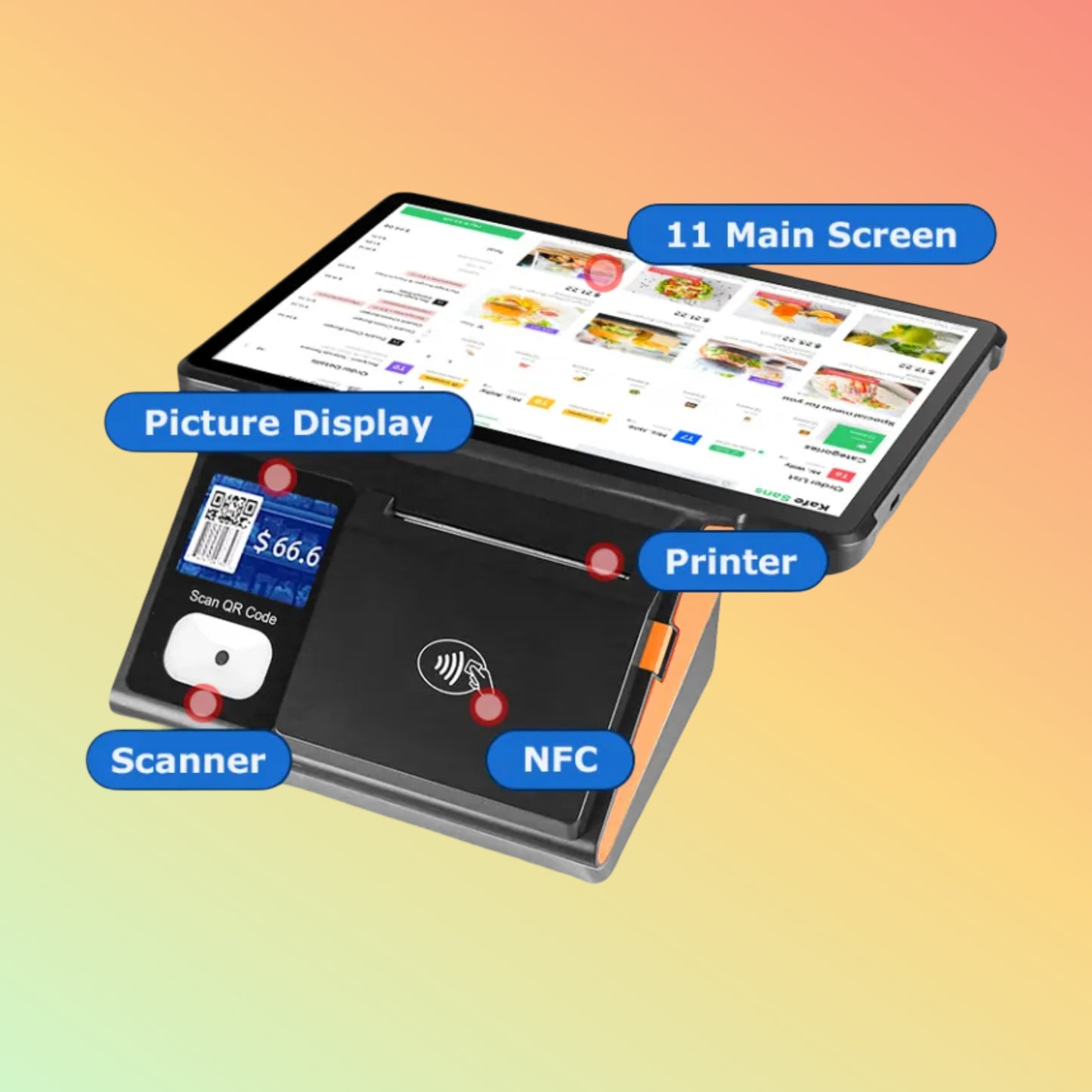 Best 11'' Android 13 All in One Pos System Terminal Touch Screen Custom Display POS Tablet Cash Register Company