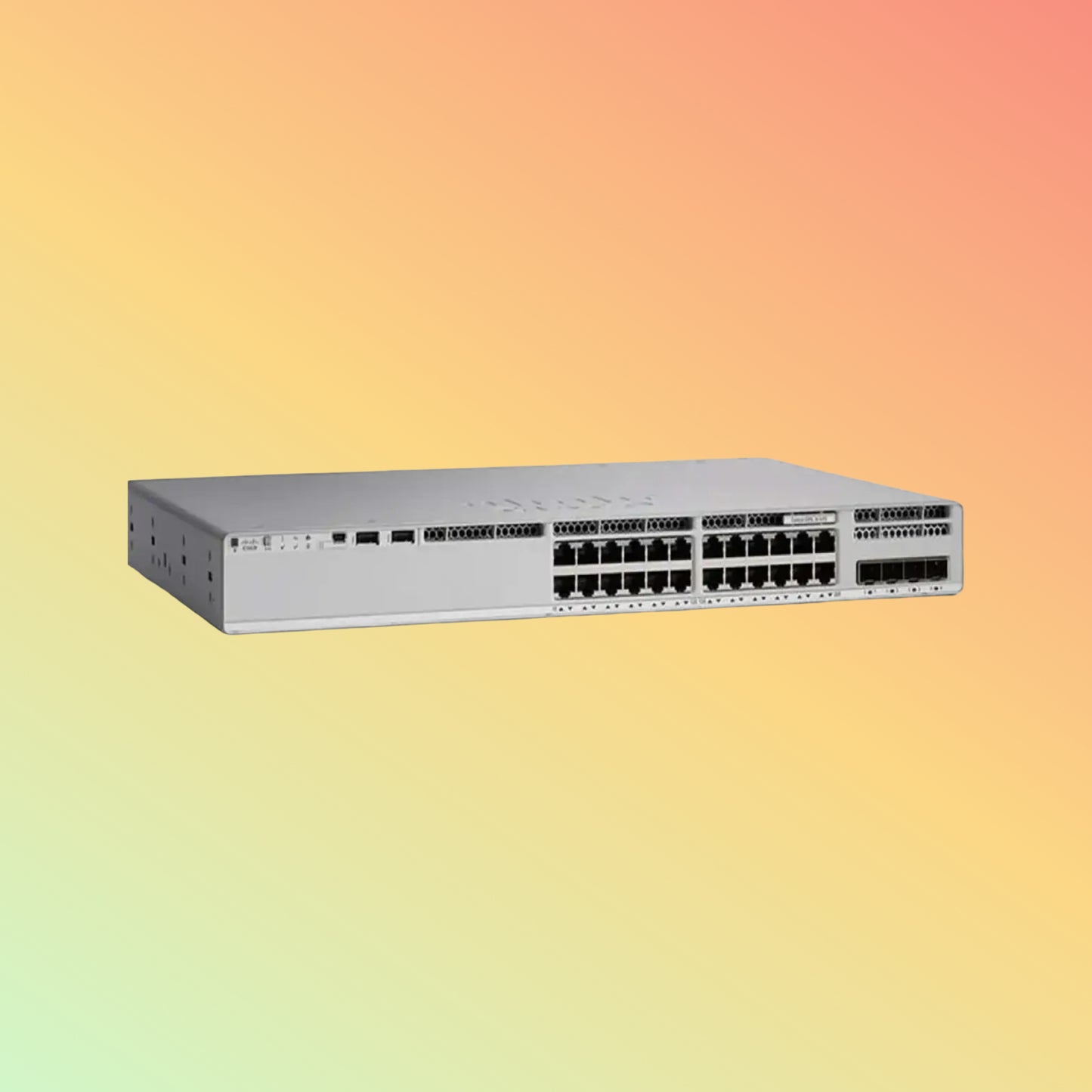 CISCO Catalyst C9300L Switch - 56 Gbps Switching capacity, Throughput up to 41.66 Mpps, 505W PoE Capability, 24 x PoE+ RJ45, 4 x SFP uplink