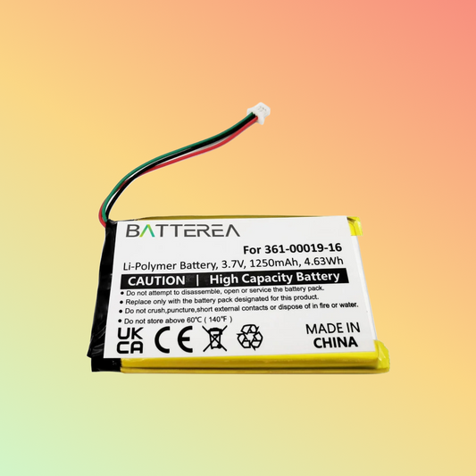 Batterea Replacement battery for Garmin Nuvi 1300, 1350, replaces 361-00019-16, Li- Polymer, 3.7V, 1250mAh